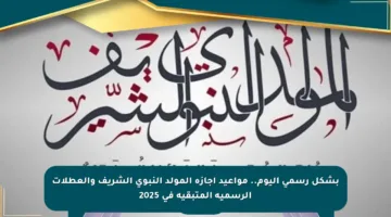 بشكل رسمي اليوم.. مواعيد إجازة المولد النبوي الشريف والعطلات الرسمية المتبقية في 2025